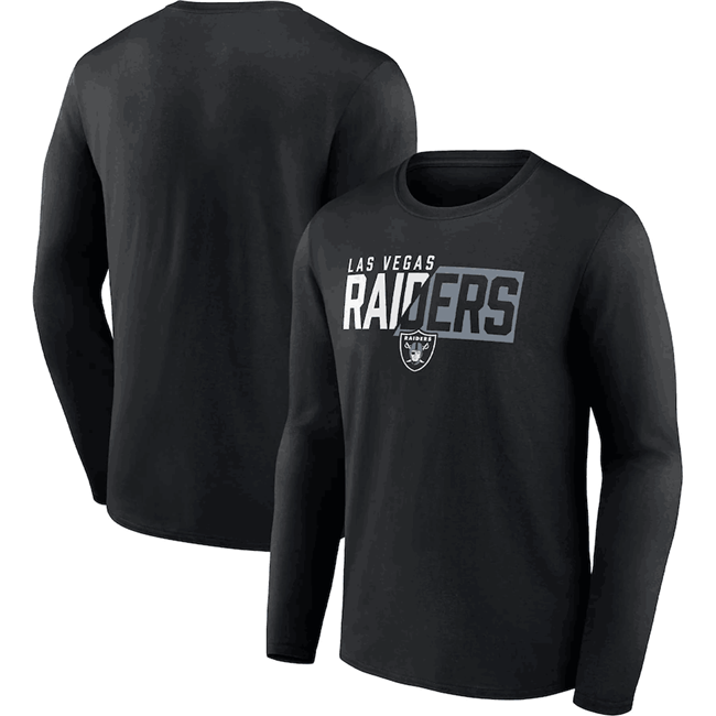 Men's Las Vegas Raiders Black One Two Long Sleeve T-Shirt Men's Las Vegas Raiders Black One Two Long Sleeve T-Shirt